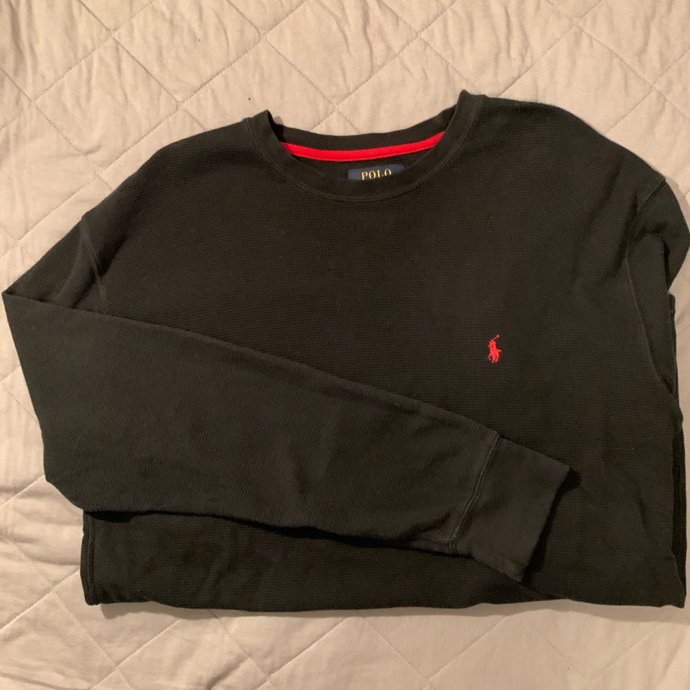 Polo Ralph Lauren Waffle Knit Thermal Long Sleeve Mens Size 2XL- Black
